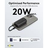goobay Powerbank 5.000 mAh, cable USB-C integrado 13 cm, 20 vatios, Banco de potencia negro