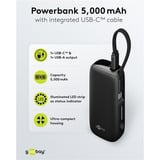 goobay Powerbank 5.000 mAh, cable USB-C integrado 13 cm, 20 vatios, Banco de potencia negro