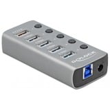 DeLOCK 63263 hub de interfaz USB 3.2 Gen 1 (3.1 Gen 1) Type-B 5000 Mbit/s Gris, Hub USB gris, USB 3.2 Gen 1 (3.1 Gen 1) Type-B, USB 3.2 Gen 1 (3.1 Gen 1) Type-A, 5000 Mbit/s, Gris, Aluminio, 46 mm