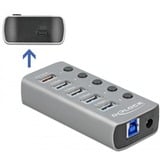 DeLOCK 63263 hub de interfaz USB 3.2 Gen 1 (3.1 Gen 1) Type-B 5000 Mbit/s Gris, Hub USB gris, USB 3.2 Gen 1 (3.1 Gen 1) Type-B, USB 3.2 Gen 1 (3.1 Gen 1) Type-A, 5000 Mbit/s, Gris, Aluminio, 46 mm