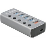 DeLOCK 63263 hub de interfaz USB 3.2 Gen 1 (3.1 Gen 1) Type-B 5000 Mbit/s Gris, Hub USB gris, USB 3.2 Gen 1 (3.1 Gen 1) Type-B, USB 3.2 Gen 1 (3.1 Gen 1) Type-A, 5000 Mbit/s, Gris, Aluminio, 46 mm