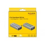 DeLOCK 63263 hub de interfaz USB 3.2 Gen 1 (3.1 Gen 1) Type-B 5000 Mbit/s Gris, Hub USB gris, USB 3.2 Gen 1 (3.1 Gen 1) Type-B, USB 3.2 Gen 1 (3.1 Gen 1) Type-A, 5000 Mbit/s, Gris, Aluminio, 46 mm