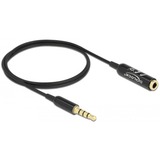 DeLOCK 66074 cable de audio 0,5 m 3,5mm Negro, Plata, Cable alargador negro, 3,5mm, Macho, 3,5mm, Hembra, 0,5 m, Negro, Plata