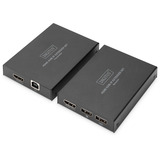 Digitus Set extensor HDMI KVM IP, 150 metros, Alargador de HDMI negro