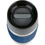 Emsa Travel Mug Compact 300 ml Azul, Acero inoxidable, Termo azul oscuro/Acero fino, Azul, Acero inoxidable, Silicona, Acero inoxidable, Polipropileno (PP), Café, Té, 300 ml, 7,2 cm
