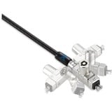 Kensington Cable de seguridad Slim para notebook con doble cabezal con llave N17 2.0 para Wedge Slots (Dell), Castillo plateado, Kensington, Llave, Acero, Negro, Plata