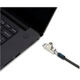Kensington Cable de seguridad Slim para notebook con doble cabezal con llave N17 2.0 para Wedge Slots (Dell), Castillo plateado, Kensington, Llave, Acero, Negro, Plata