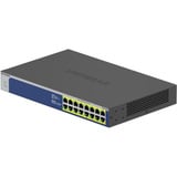 Netgear GS516PP No administrado Gigabit Ethernet (10/100/1000) Energía sobre Ethernet (PoE) Azul, Gris, Interruptor/Conmutador No administrado, Gigabit Ethernet (10/100/1000), Bidireccional completo (Full duplex), Energía sobre Ethernet (PoE), Montaje en rack
