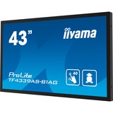 iiyama TF4339AS-B1AG pantalla para PC 108 cm (42.5") 3840 x 2160 Pixeles 4K Ultra HD LED Pantalla táctil Negro, Pantalla de gran formato negro (mate), 108 cm (42.5"), 3840 x 2160 Pixeles, 4K Ultra HD, LED, 8 ms, Negro