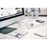 Brennenstuhl Cubo de enchufes ALEA-Power 4 vías, Regleta gris claro/blanco