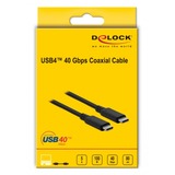 DeLOCK 86979 cable USB 0,8 m USB4 Gen 3x2 USB C Negro, Cable coaxial negro, 0,8 m, USB C, USB C, USB4 Gen 3x2, 40000 Mbit/s, Negro