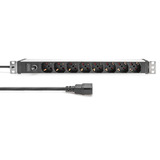 Digitus Regleta de enchufes de 19" con perfil de aluminio, 8 salidas italianas, 1U rojo/Aluminio