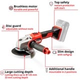 EINHELL AXXIO amoladora angular 12,5 cm 8500 RPM 1,16 kg rojo/Negro, 8500 RPM, 12,5 cm, Batería, 2,6 Ah, 1,16 kg