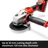 EINHELL AXXIO amoladora angular 12,5 cm 8500 RPM 1,16 kg rojo/Negro, 8500 RPM, 12,5 cm, Batería, 2,6 Ah, 1,16 kg