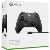 Microsoft Xbox Wireless Controller + USB-C Cable Negro Gamepad Analógico/Digital PC, Xbox One, Xbox One S, Xbox One X, Xbox Series S, Xbox Series X negro, Gamepad, PC, Xbox One, Xbox One S, Xbox One X, Xbox Series S, Xbox Series X, Cruceta, Botón de inicio, Botón menú, Botón Compartir, Analógico/Digital, Inalámbrico y alámbrico, Negro