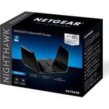 Netgear Nighthawk RAXE500 router inalámbrico Gigabit Ethernet Tribanda (2.4 GHz / 5 GHz / 6 GHz) Negro negro, Wi-Fi 6 (802.11ax), Tribanda (2.4 GHz / 5 GHz / 6 GHz), Ethernet, Negro, Router de sobremesa