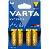 VARTA 04106 Batería de un solo uso AA Alcalino Batería de un solo uso, AA, Alcalino, 1,5 V, 4 pieza(s), Oro, Amarillo