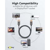goobay Cable DisplayPort 2.0/2.1 Slim plateado/Negro