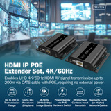 Digitus Set extensor HDMI IP PoE, Alargador de HDMI negro