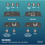 Digitus Set extensor HDMI IP PoE, Alargador de HDMI negro