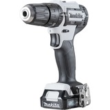 Makita Taladro atornillador percutor a batería HP333DSAW, 12 Voltios, Martillo atornillador blanco/Negro