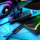 Sharkoon Hub de aluminio USB 3.2 Gen 1 de 3 puertos + Ethernet, Estación de acoplamiento negro