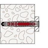 fischer Taco de vástago largo DuoXpand 10x120 T R, Pasador gris claro/Rojo