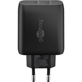 goobay Cargador rápido dual USB-C, PD, GaN, 65 vatios negro