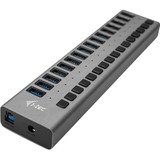 i-tec USB 3.0 Charging HUB 16port + Power Adapter 90 W, Hub USB negro, Interior, Corriente alterna, Gris