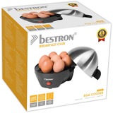 Bestron AEC700 cuecehuevos 7 huevos 350 W Negro, Acero inoxidable, Hervidor de huevos plateado/Negro, 520 g, 165 mm, 165 mm, 175 mm, 220 - 240 V, 50/60 Hz