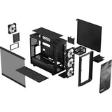 Fractal Design Meshify 2 Lite Negro, Cajas de torre negro, PC, Negro, ATX, EATX, micro ATX, Mini-ITX, Acero, Vidrio templado, Multi, Ventiladores de la caja