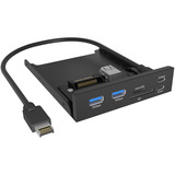 ICY BOX IB-HUB1419-i3, Panel frontal negro