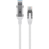 goobay Cable Ethernet USB-A 3.2 Gen1 con conector > conector RJ-45, Adaptador de red blanco