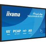 iiyama T6529AS-B1AG pantalla de señalización Diseño de quiosco 163,8 cm (64.5") LED Wifi 420 cd / m² 4K Ultra HD Negro Pantalla táctil Procesador incorporado Android 24/7, Monitor LED negro (mate), Diseño de quiosco, 163,8 cm (64.5"), LED, 3840 x 2160 Pixeles, Wifi, 24/7