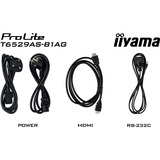 iiyama T6529AS-B1AG pantalla para PC 163,8 cm (64.5") 3840 x 2160 Pixeles 4K Ultra HD LED Pantalla táctil Negro, Monitor LED negro (mate), 163,8 cm (64.5"), 3840 x 2160 Pixeles, 4K Ultra HD, LED, 6,5 ms, Negro