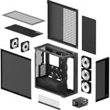 ARCTIC Xtender VG Black (Tinted Glass) Midi Tower Negro, Cajas de torre negro (mate), Midi Tower, PC, Negro, EATX, Metal, Vidrio templado, Juego