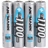 Ansmann 1100mAh  pila doméstica AAA Níquel-metal hidruro (NiMH), Batería plateado, AAA, Níquel-metal hidruro (NiMH), 10.5 x 44.5