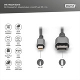 Digitus Cable adaptador DisplayPort 8K, mini DisplayPort > DisplayPort negro/Gris
