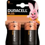 Duracell Plus 100 D Batería de un solo uso Alcalino Batería de un solo uso, D, Alcalino, 1,5 V, 2 pieza(s), Multicolor