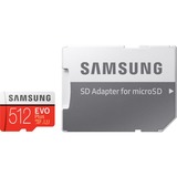 Samsung Evo Plus memoria flash 512 GB MicroSDXC UHS-I Clase 10, Tarjeta de memoria rojo/blanco, 512 GB, MicroSDXC, Clase 10, UHS-I, 100 MB/s, 90 MB/s