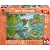 Schmidt Spiele Mark Fredrickson: Amor por los perros - labrador amarillo en caza de peces, Puzzle 