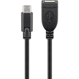 goobay 55470 cable USB 0,2 m USB 2.0 USB C USB A Negro, Cable alargador negro, 0,2 m, USB C, USB A, USB 2.0, 480 Mbit/s, Negro