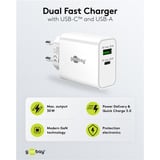 goobay Cargador rápido dual USB-C PD GaN 30 W, wh blanco