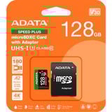 ADATA Speed Plus 128 GB MicroSDXC Clase 10, Tarjeta de memoria 128 GB, MicroSDXC, Clase 10, 180 MB/s, 160 MB/s, Class 3 (U3)