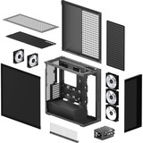 ARCTIC Xtender Black (Mirror Glass) Midi Tower Negro, Cajas de torre negro, Midi Tower, PC, Negro, EATX, Metal, Vidrio templado, Juego