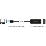 DeLOCK Adaptador USB Tipo-A a 2,5 Gigabit, Adaptador de red negro