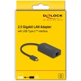 DeLOCK Adaptador USB Tipo-A a 2,5 Gigabit, Adaptador de red negro
