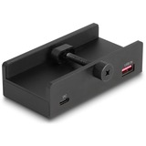 DeLOCK Hub USB externo 5 Gbps de 3 puertos 2 x USB Tipo-A, 1 x USB Tipo-C™ y lector de tarjetas de 2 ranuras con tornillo de fijación negro