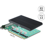 DeLOCK Tarjeta PCIe 5.0 x16 > 4x M.2 NVMe internos + disipador de calor, Tarjeta de interfaz 