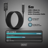 Digitus Cable de extensión USB 3.2 Gen 2 activo, conector USB-C > toma USB-C, Cable alargador negro